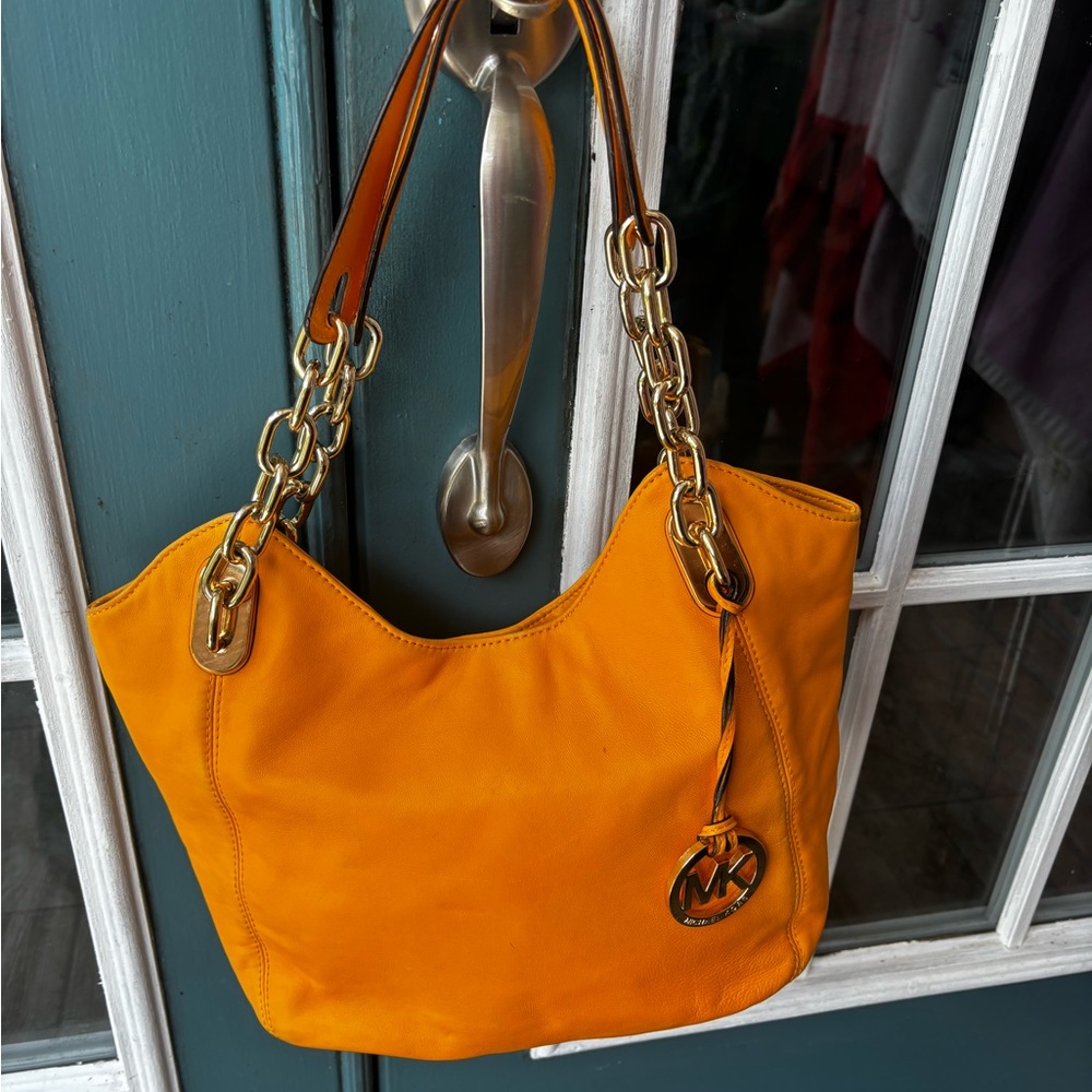 Michael Kors Vibrant yellow gold  Shoulder Bag with Gold Accents